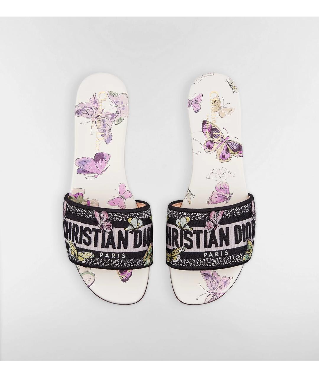 CHRISTIAN DIOR Белые текстильные шлепанцы, фото 3