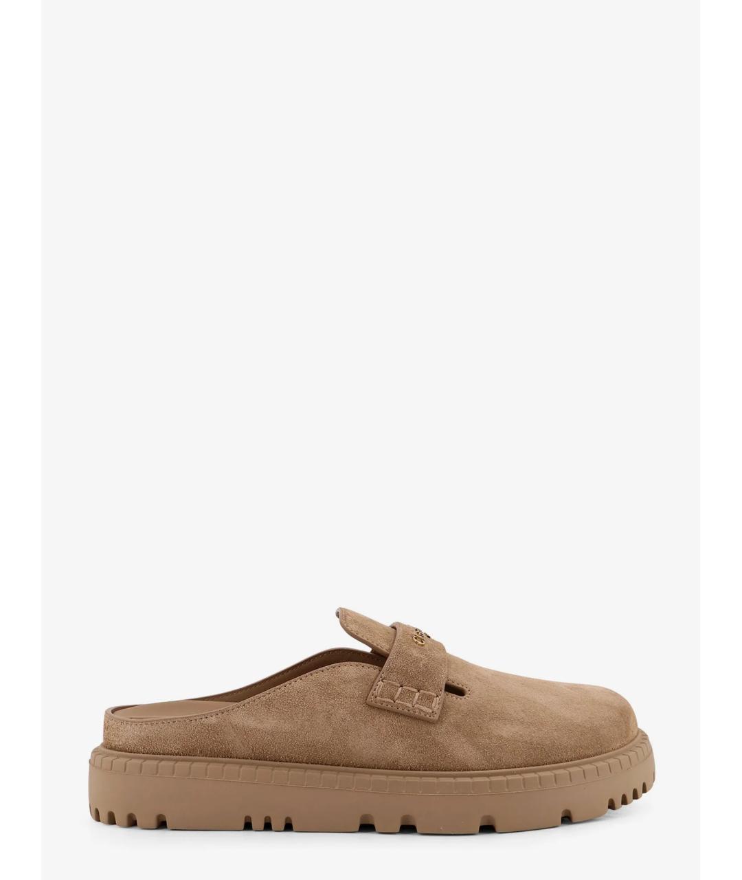 CHRISTIAN DIOR Бежевые замшевые сабо, фото 5