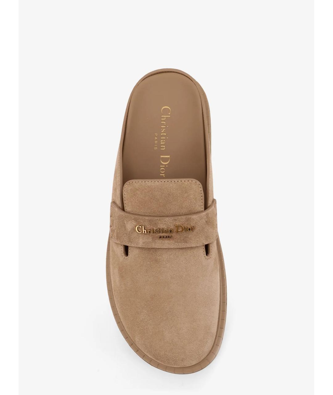 CHRISTIAN DIOR Бежевые замшевые сабо, фото 4