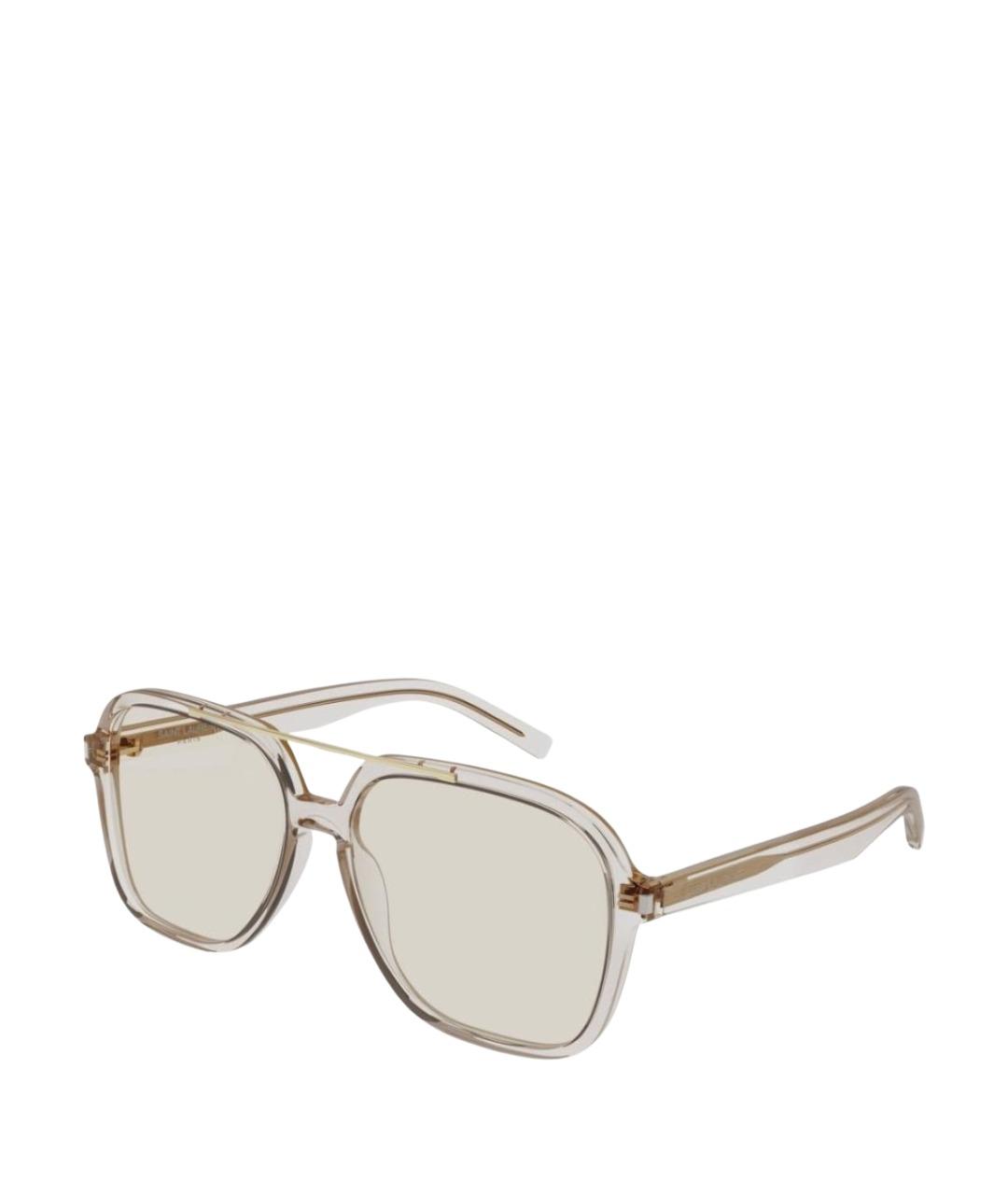 SAINT LAURENT Бежевые пластиковые солнцезащитные очки, фото 1