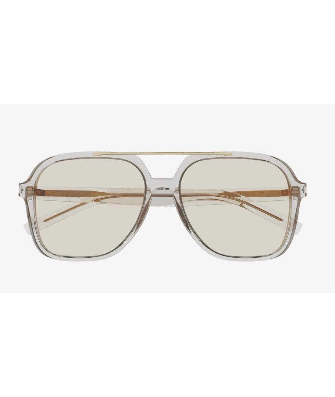 SAINT LAURENT Бежевые пластиковые солнцезащитные очки, фото 2