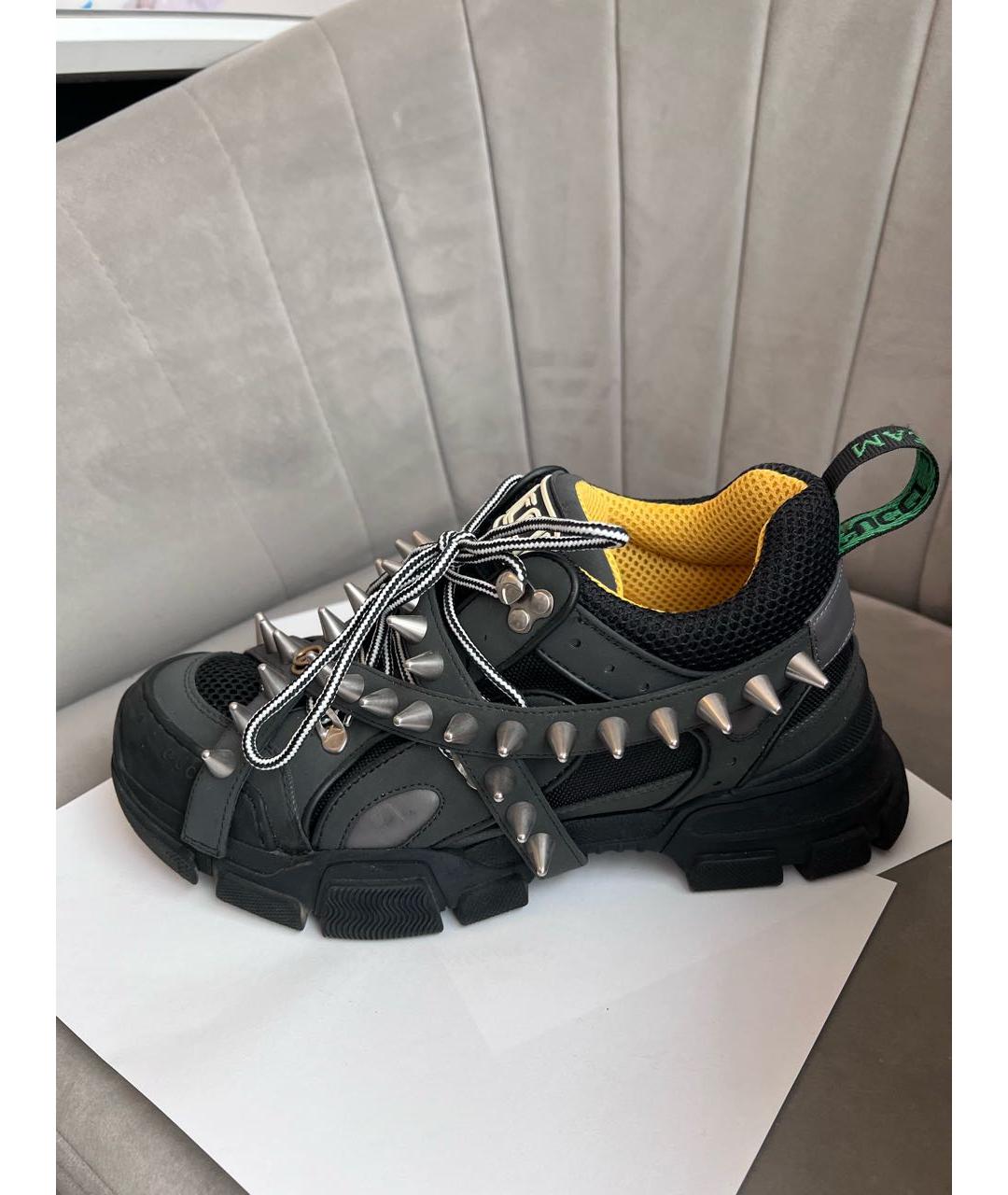 GUCCI Черные текстильные низкие кроссовки / кеды, фото 5