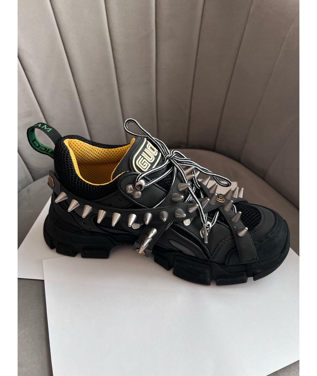 GUCCI Черные текстильные низкие кроссовки / кеды, фото 6