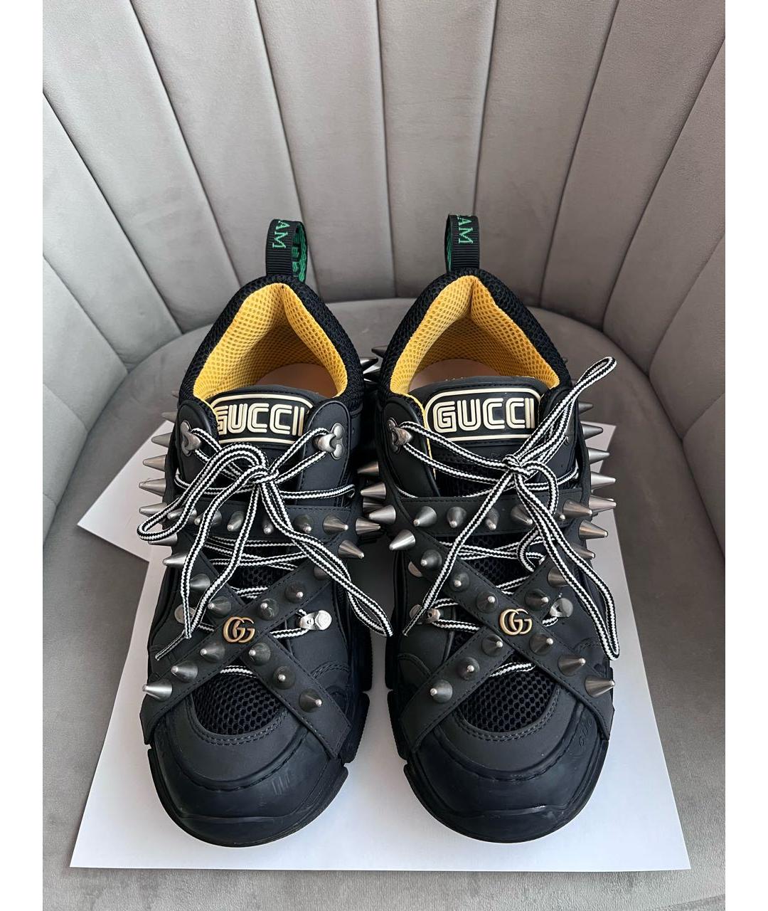 GUCCI Черные текстильные низкие кроссовки / кеды, фото 3