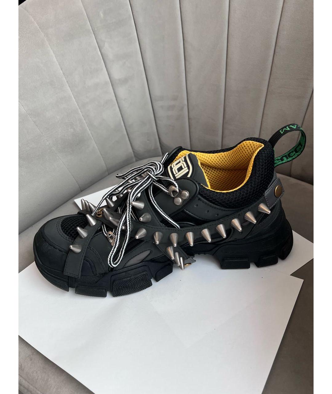 GUCCI Черные текстильные низкие кроссовки / кеды, фото 8