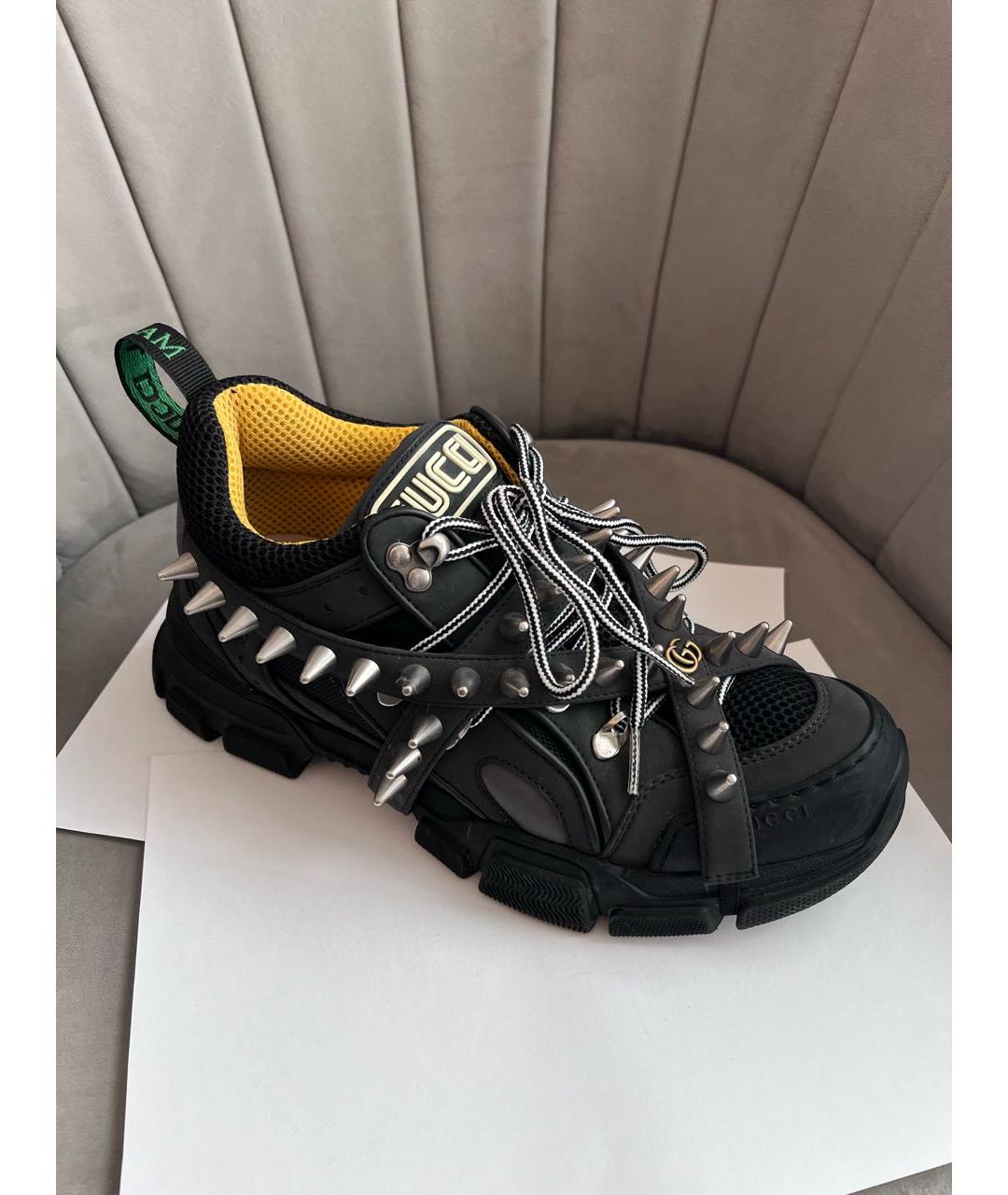 GUCCI Черные текстильные низкие кроссовки / кеды, фото 7