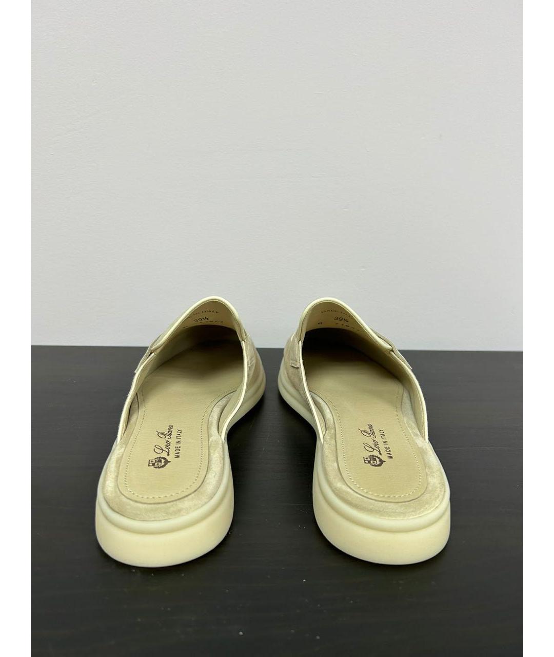 LORO PIANA Бежевые замшевые мюли, фото 3