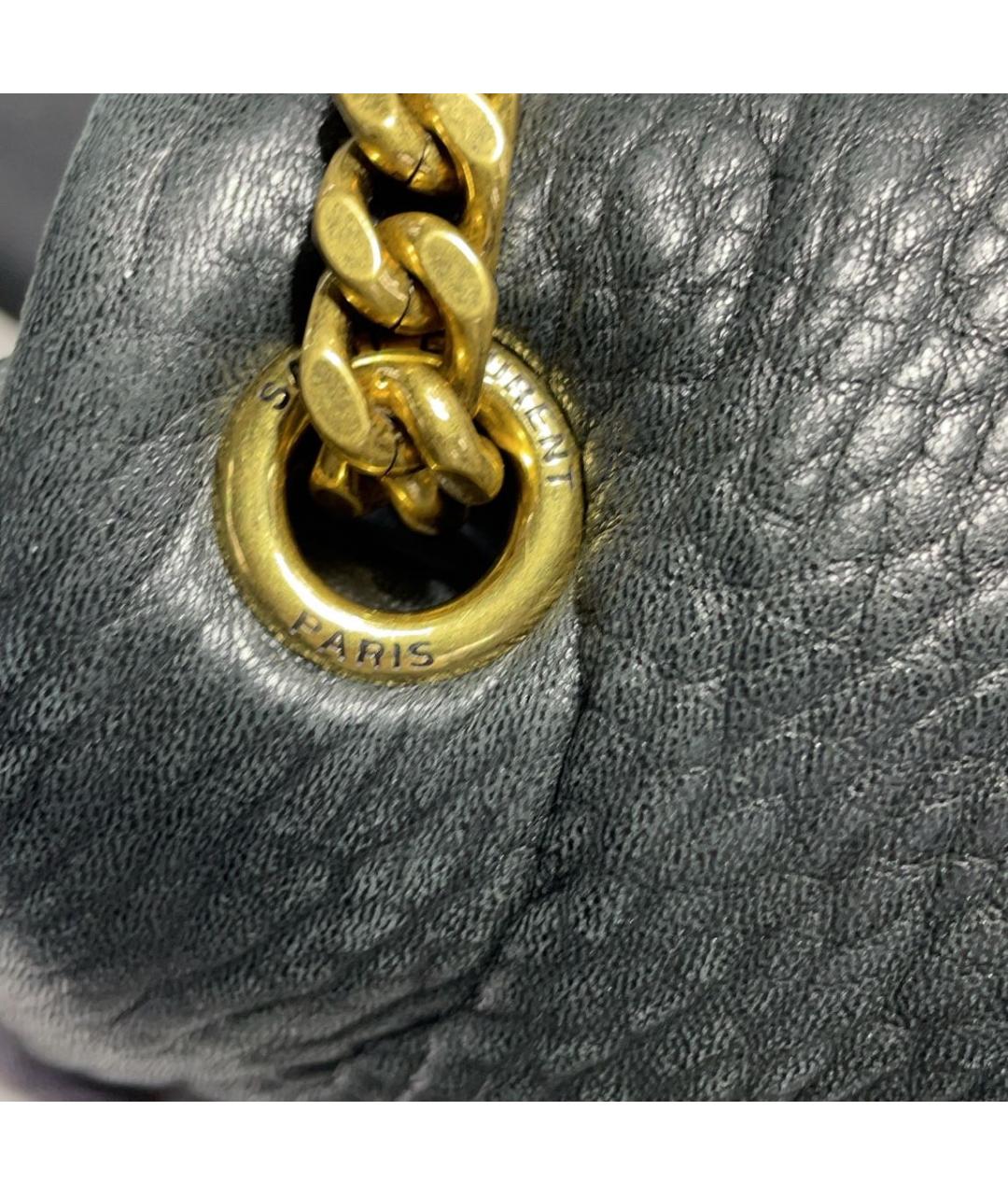 SAINT LAURENT Черная кожаная сумка тоут, фото 6