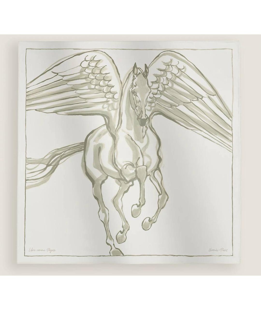 HERMES Белый шелковый платок, фото 2