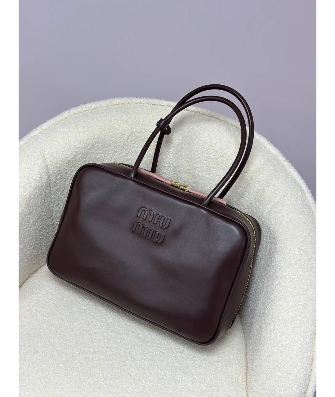 MIU MIU Коричневая кожаная сумка через плечо, фото 3