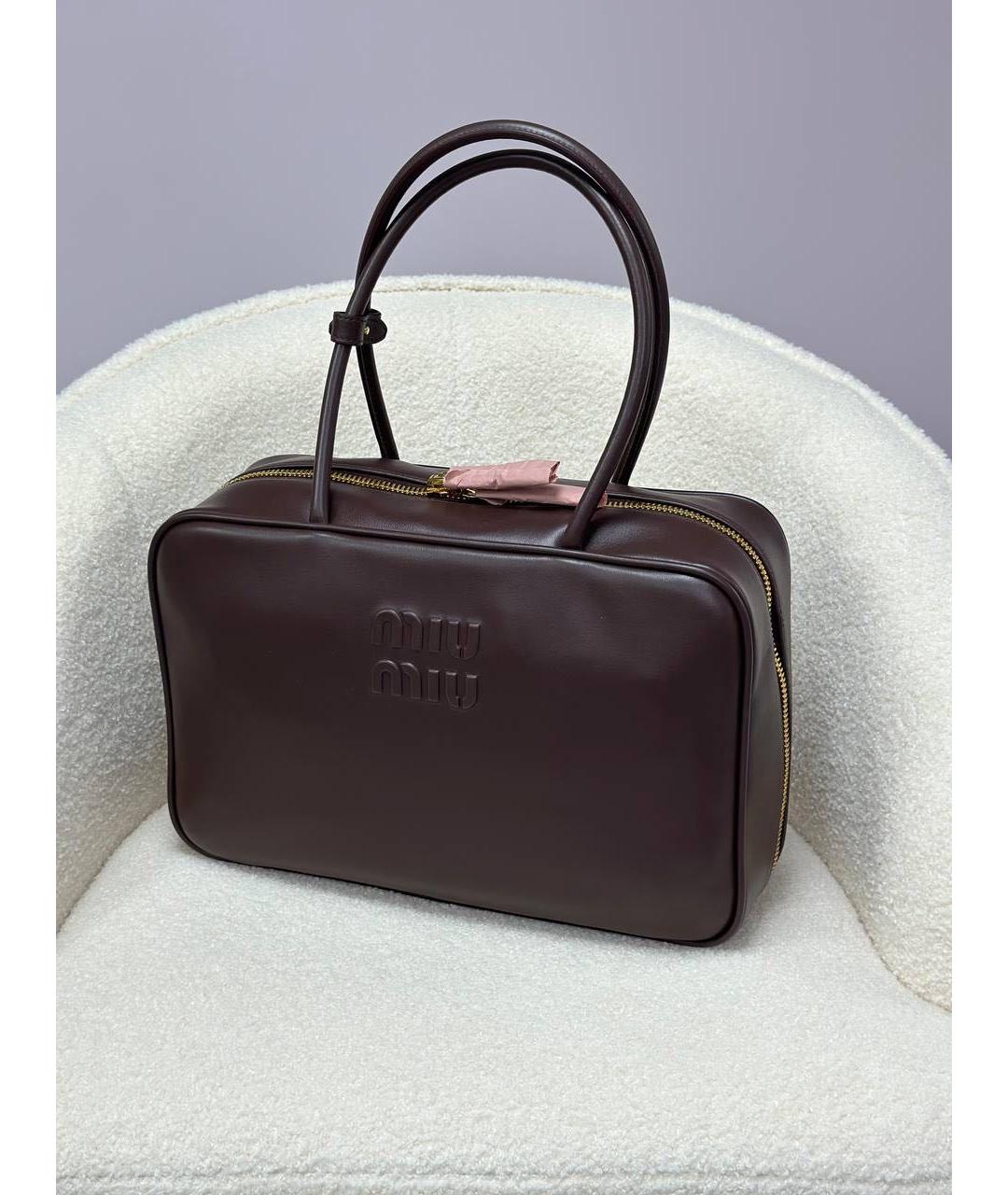 MIU MIU Коричневая кожаная сумка через плечо, фото 6