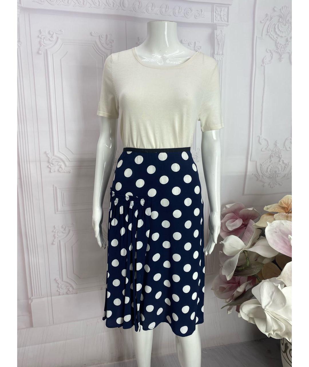 LIVIANA CONTI Темно-синяя вискозная юбка миди, фото 7