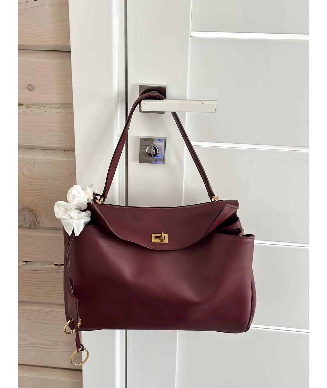 BALENCIAGA Бордовая кожаная сумка тоут, фото 2