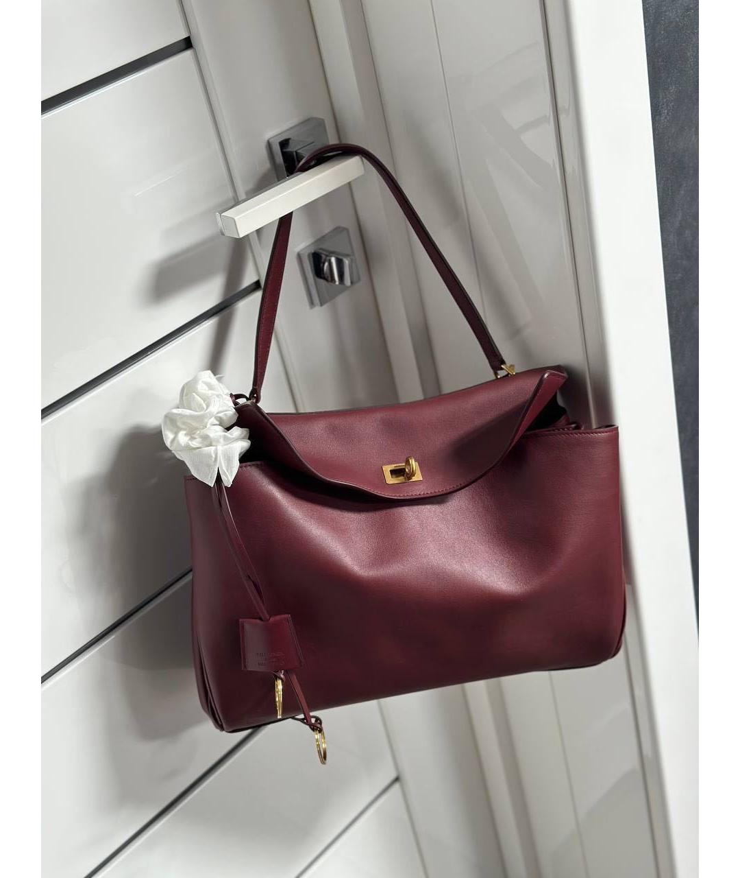 BALENCIAGA Бордовая кожаная сумка тоут, фото 3