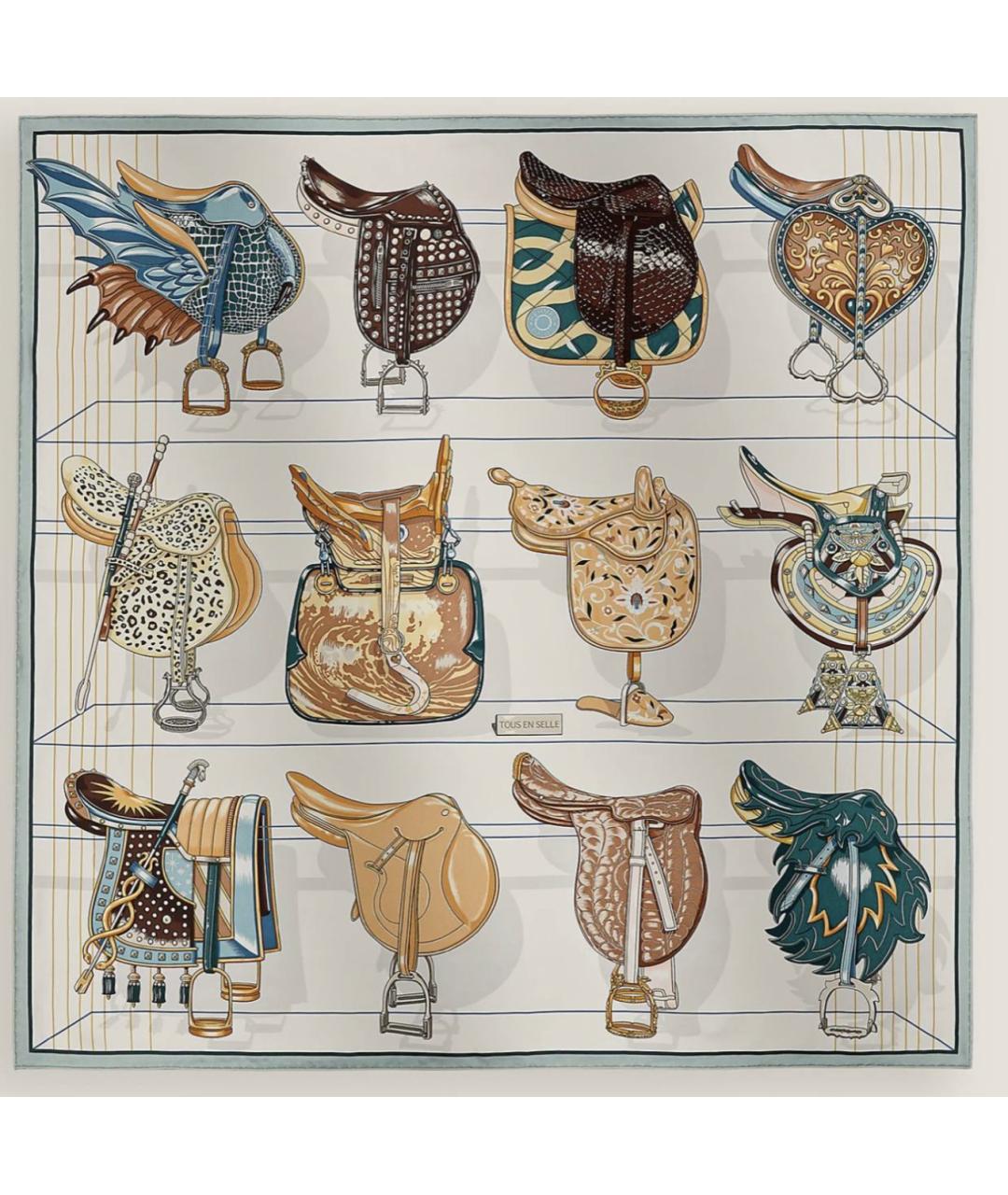 HERMES Синий шелковый платок, фото 3