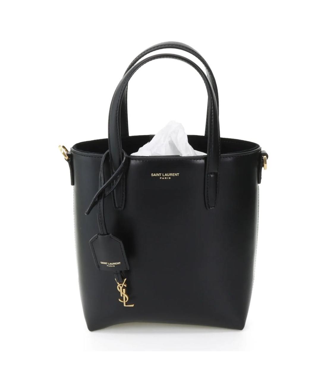 SAINT LAURENT Черная кожаная сумка с короткими ручками, фото 7