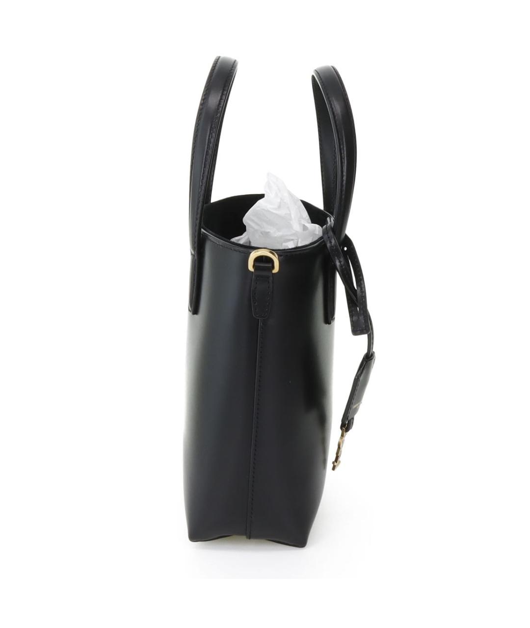 SAINT LAURENT Черная кожаная сумка с короткими ручками, фото 4