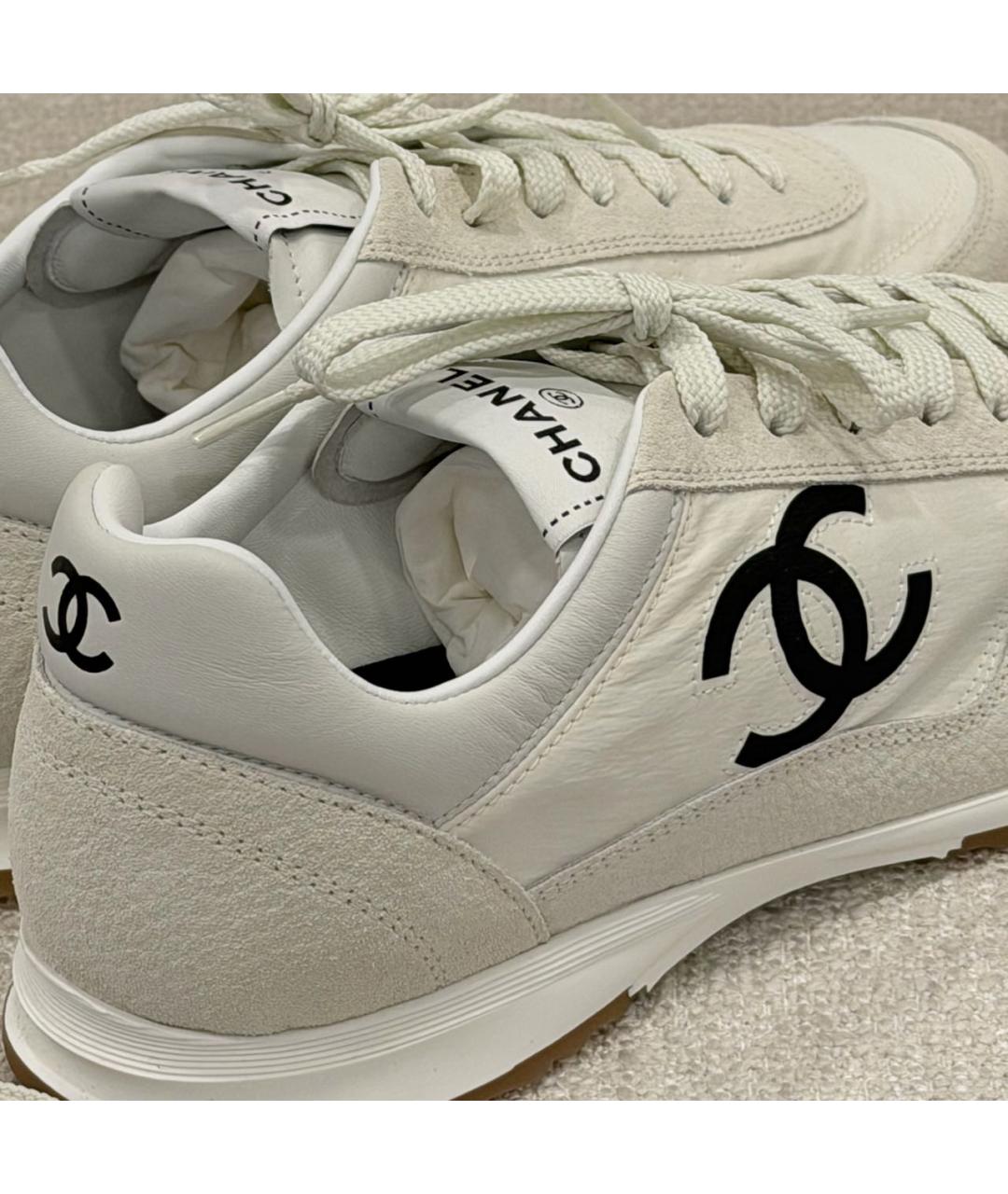 CHANEL Белые кожаные кроссовки, фото 7