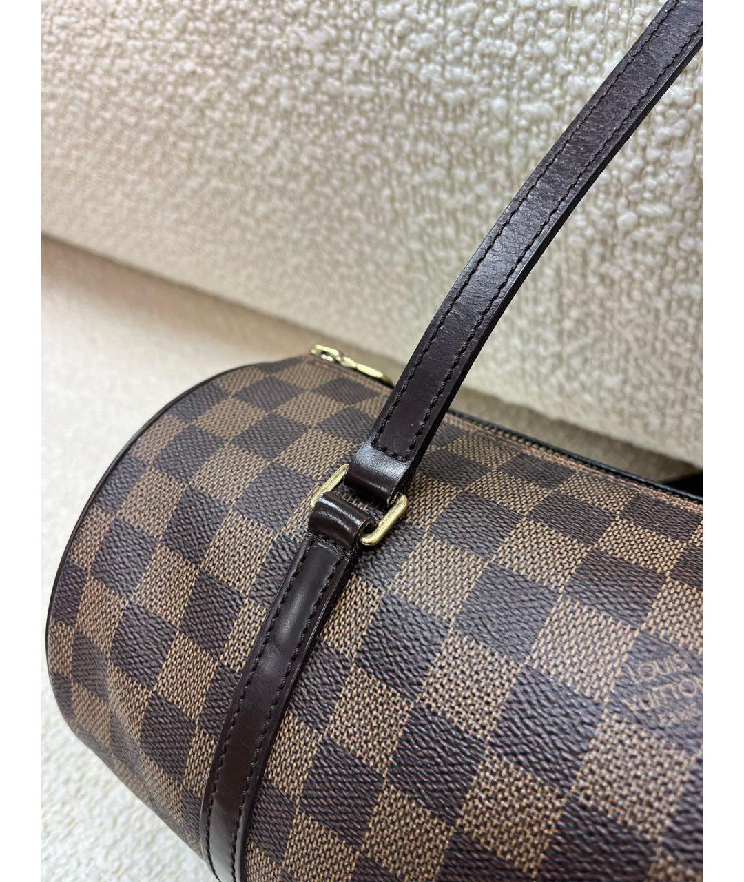 LOUIS VUITTON Коричневая кожаная сумка через плечо, фото 8