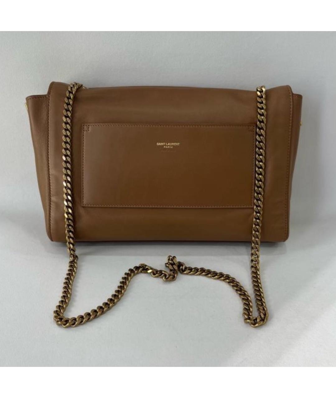SAINT LAURENT Коричневая кожаная сумка через плечо, фото 2