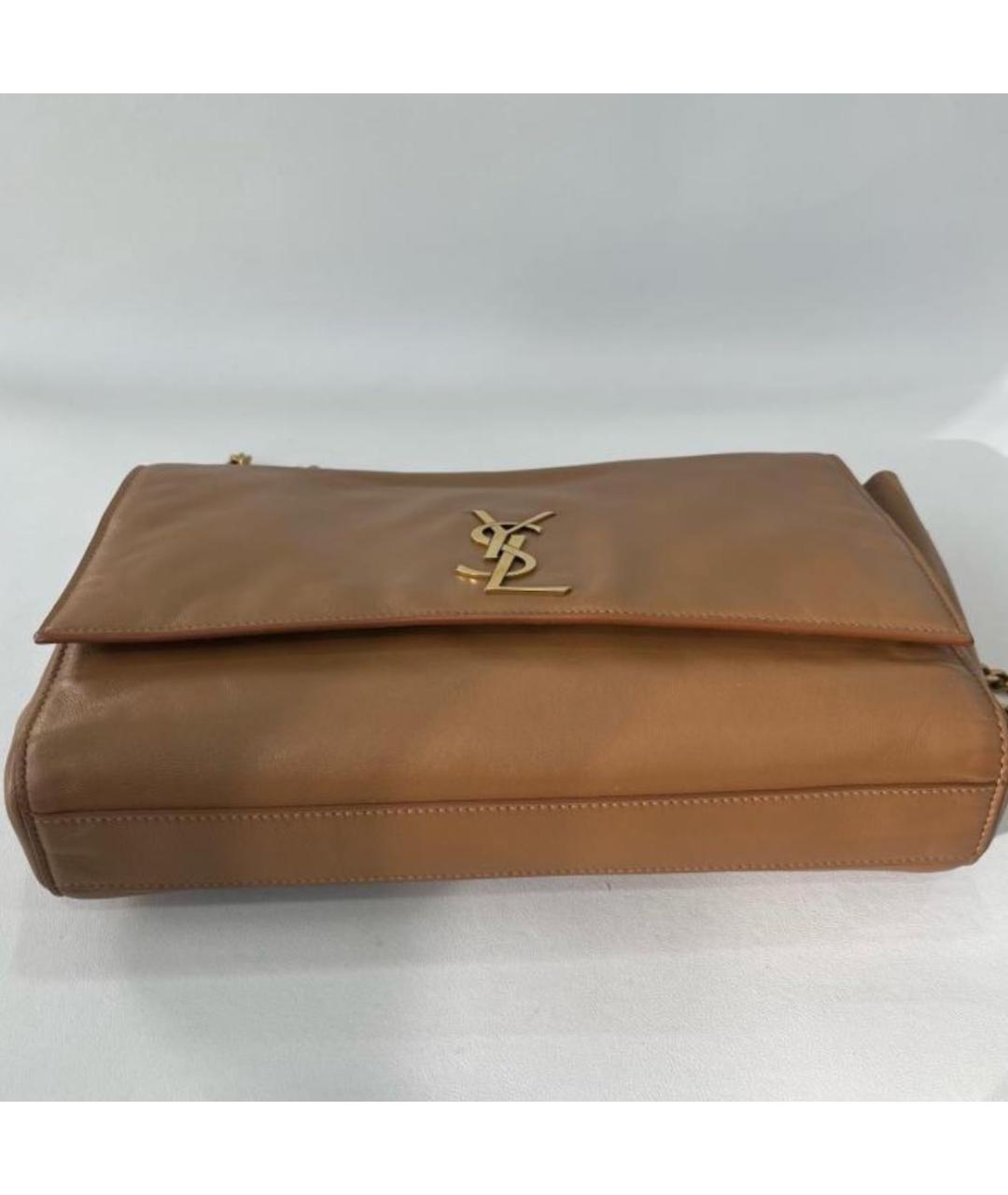 SAINT LAURENT Коричневая кожаная сумка через плечо, фото 6