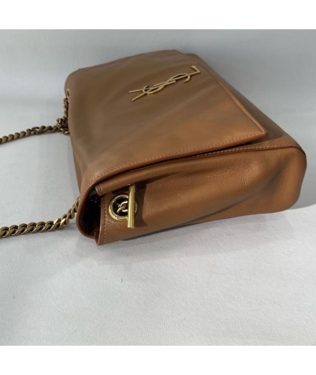 SAINT LAURENT Коричневая кожаная сумка через плечо, фото 3