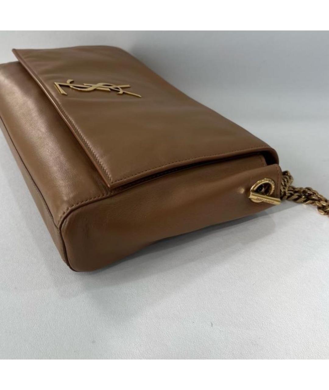 SAINT LAURENT Коричневая кожаная сумка через плечо, фото 4