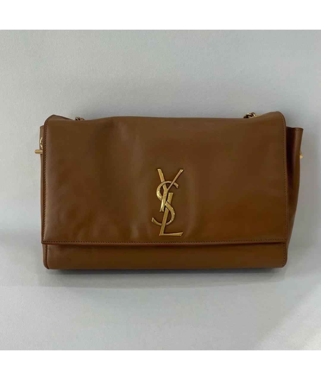 SAINT LAURENT Коричневая кожаная сумка через плечо, фото 8