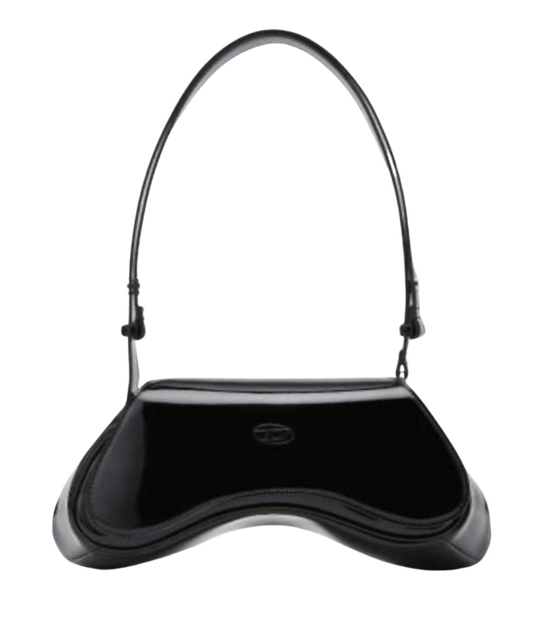 DIESEL Черная сумка с короткими ручками из лакированной кожи, фото 1