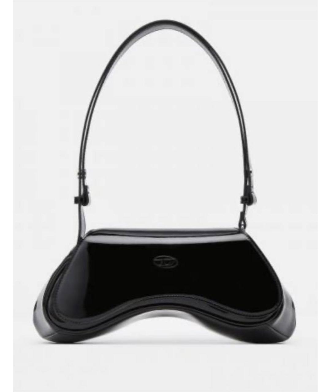 DIESEL Черная сумка с короткими ручками из лакированной кожи, фото 6