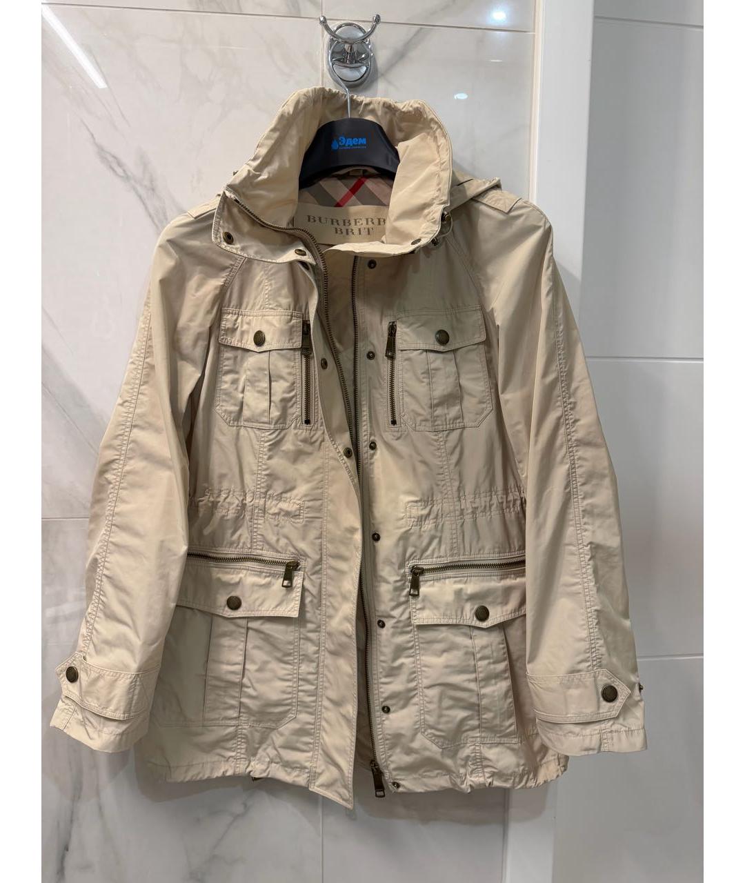 BURBERRY Бежевая полиэстеровая куртка, фото 9