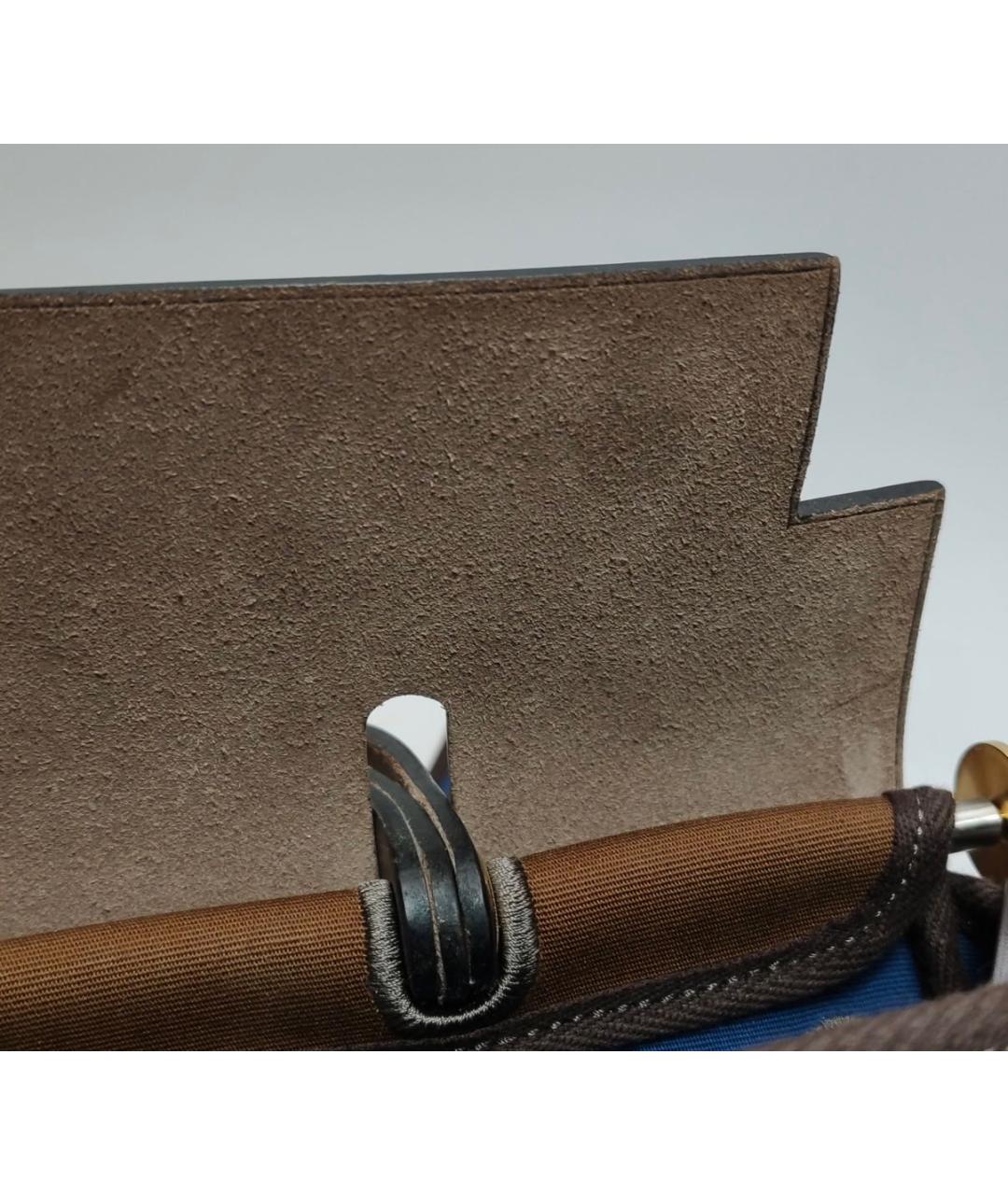 HERMES Коричневая тканевая сумка через плечо, фото 5