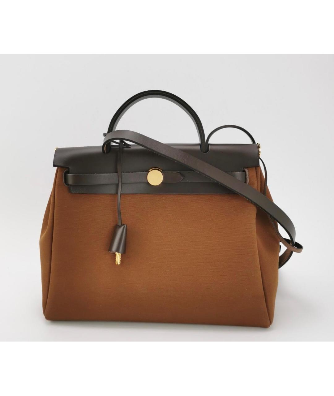 HERMES Коричневая тканевая сумка через плечо, фото 9