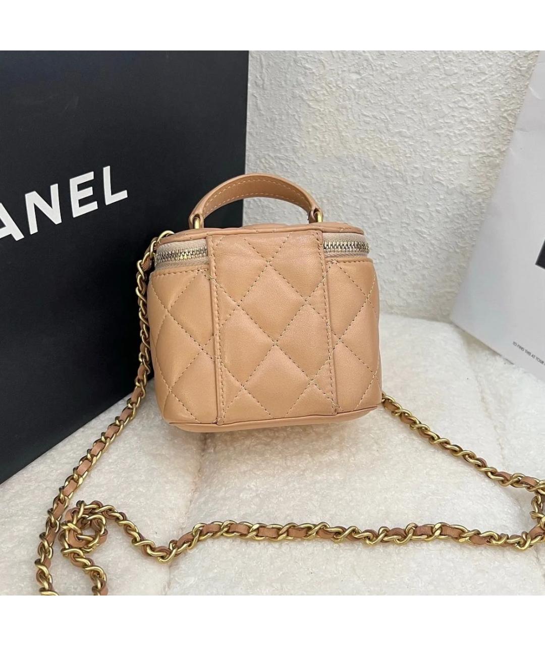 CHANEL Коралловая кожаная сумка через плечо, фото 2