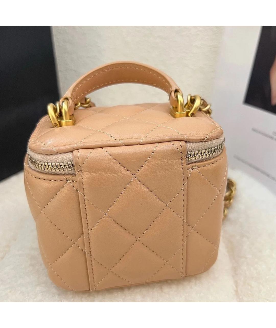 CHANEL Коралловая кожаная сумка через плечо, фото 6