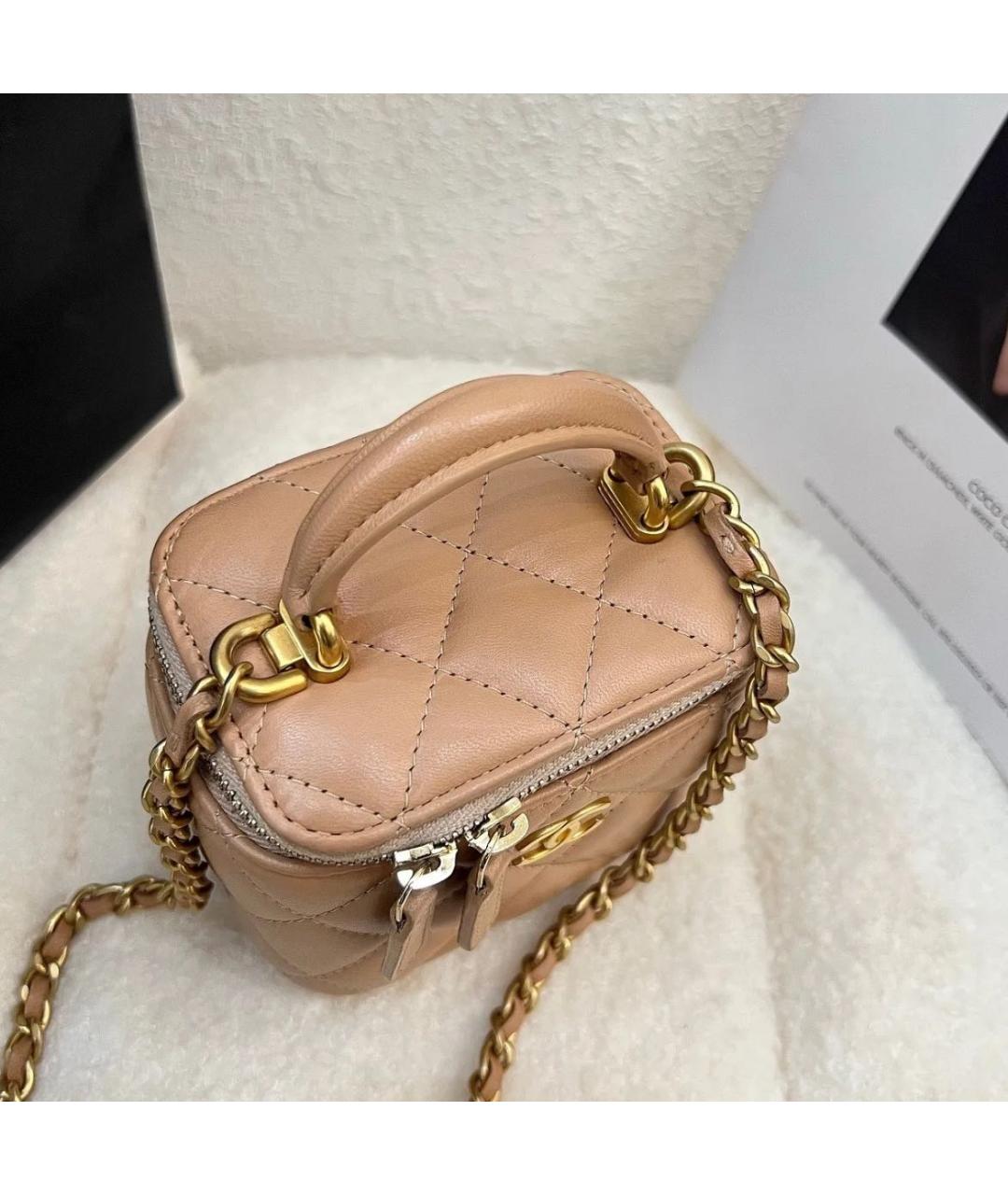 CHANEL Коралловая кожаная сумка через плечо, фото 7