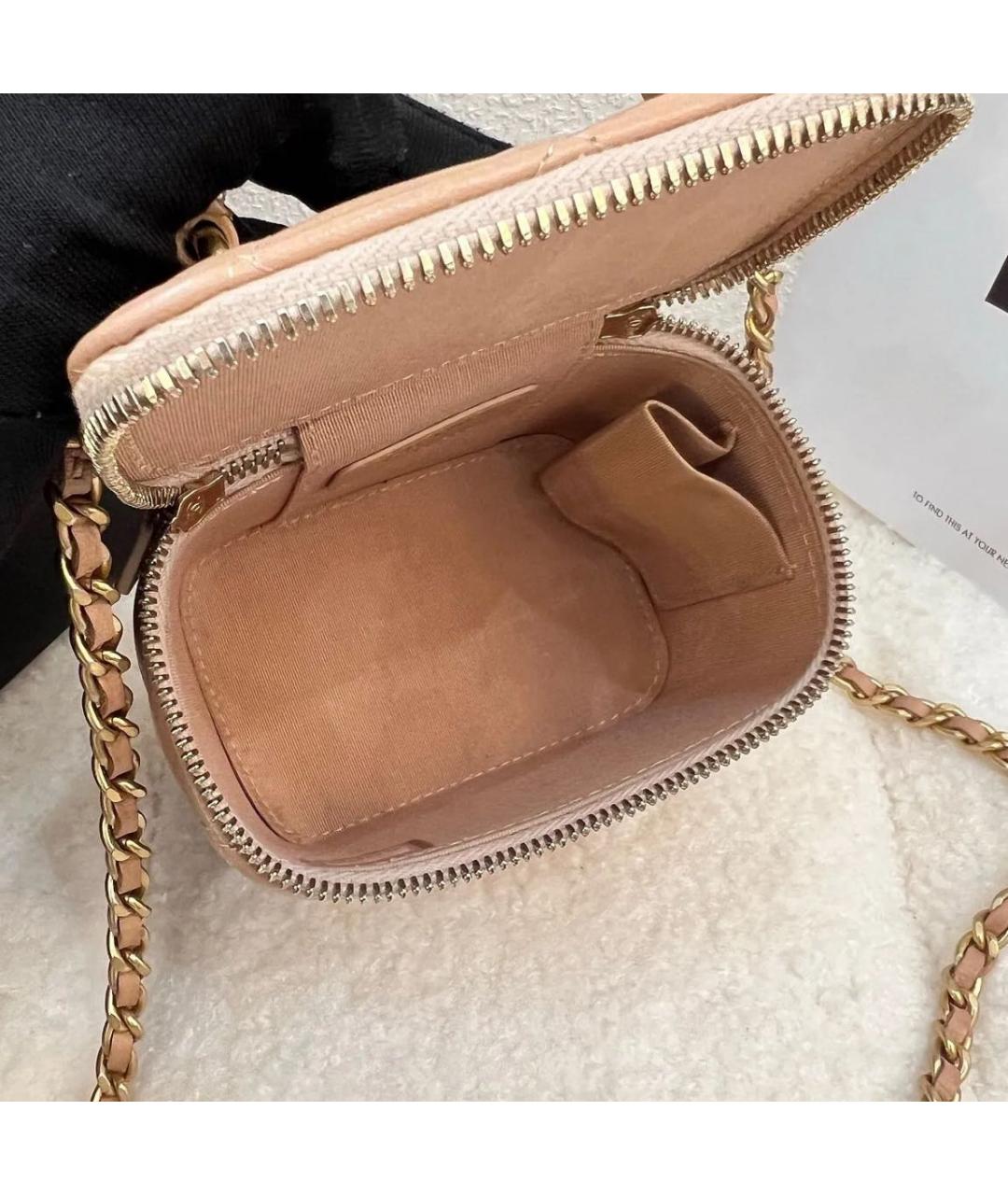 CHANEL Коралловая кожаная сумка через плечо, фото 4