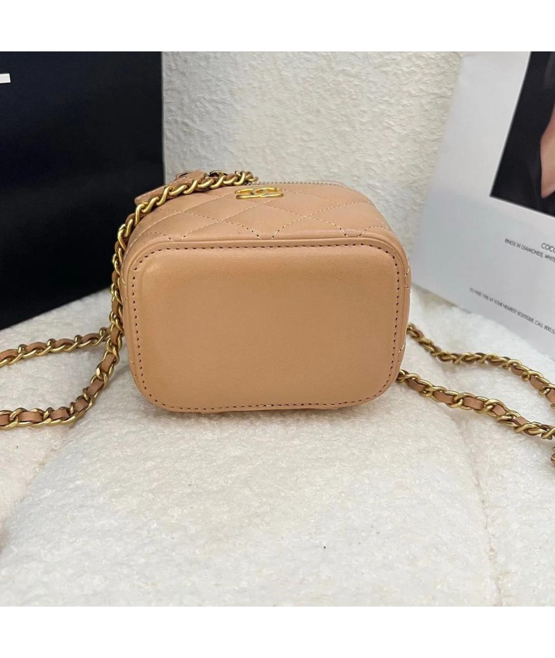 CHANEL Коралловая кожаная сумка через плечо, фото 3