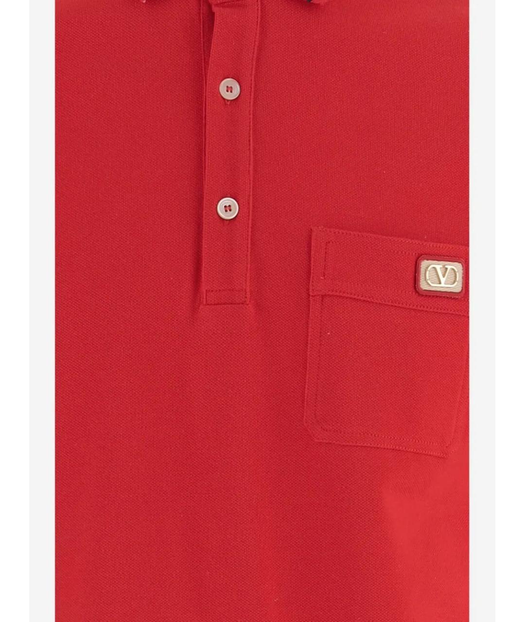 VALENTINO Красное хлопковое поло с коротким рукавом, фото 3