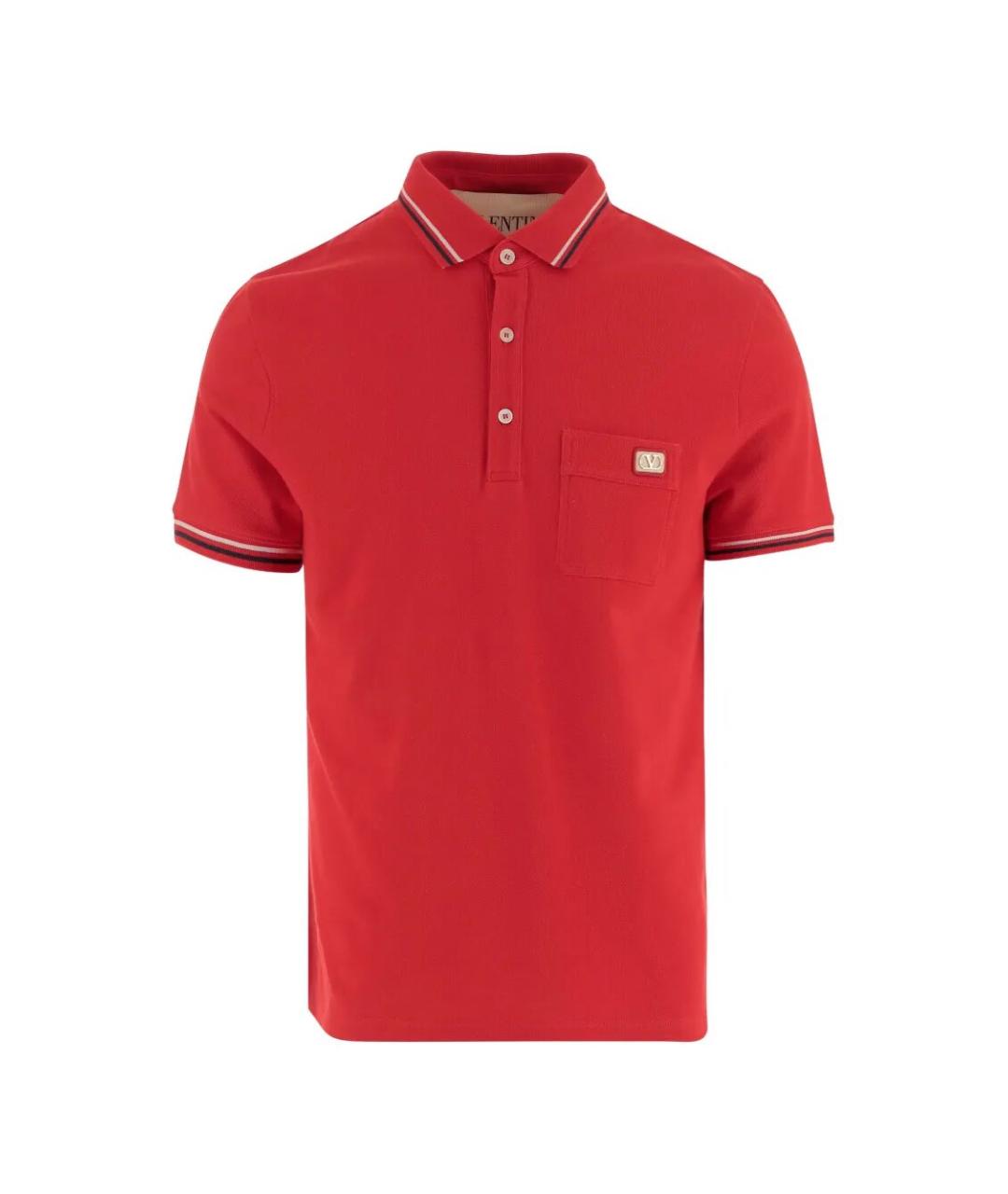 VALENTINO Красное хлопковое поло с коротким рукавом, фото 1