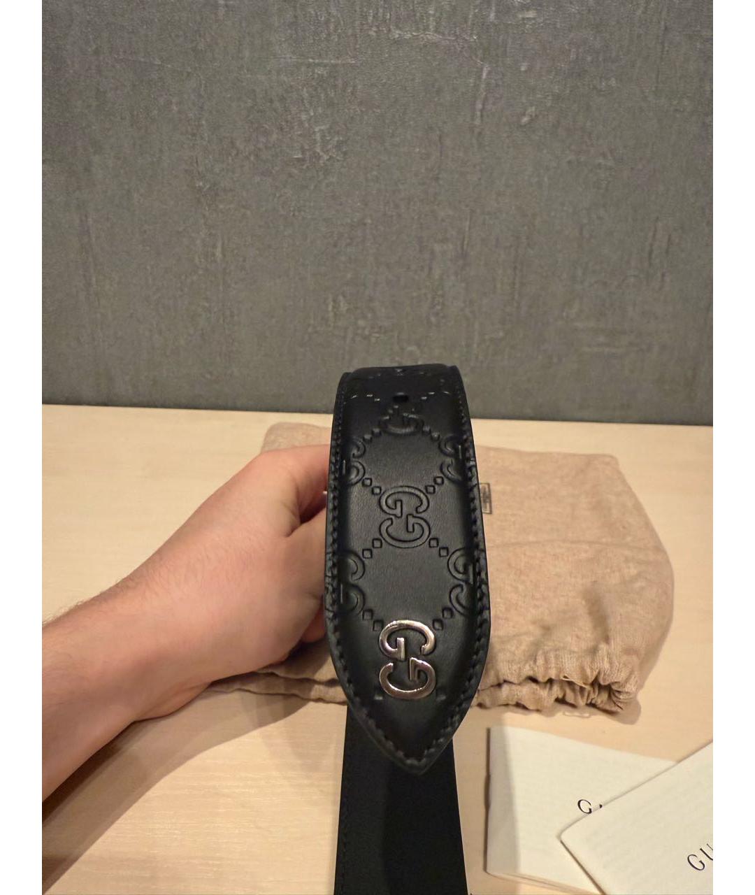 GUCCI Черный кожаный ремень, фото 4