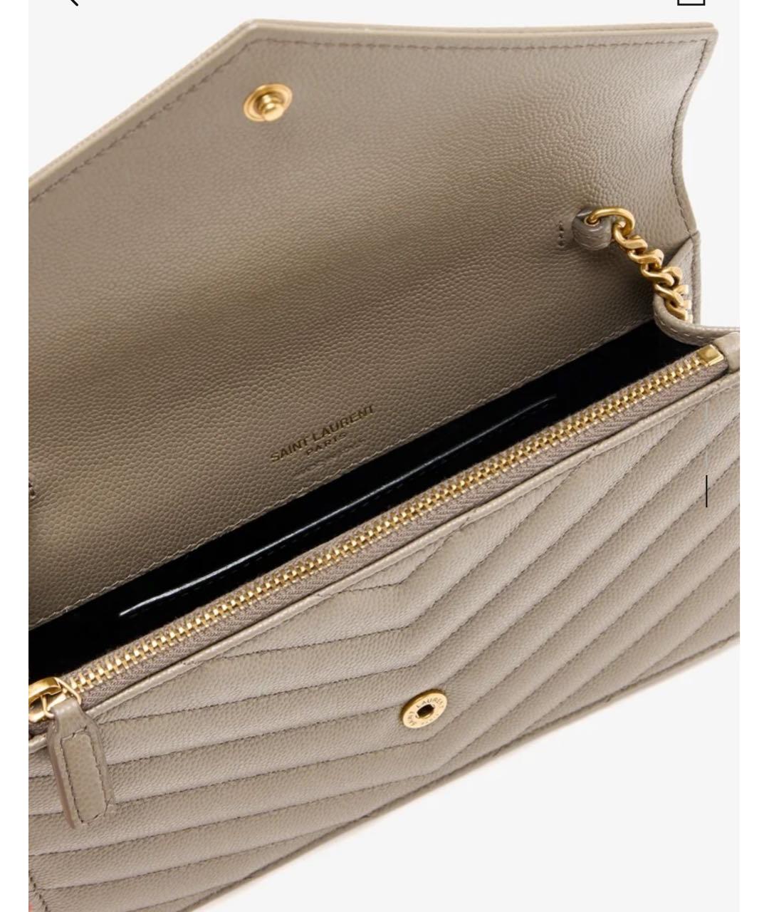 SAINT LAURENT Бежевая кожаная сумка через плечо, фото 3