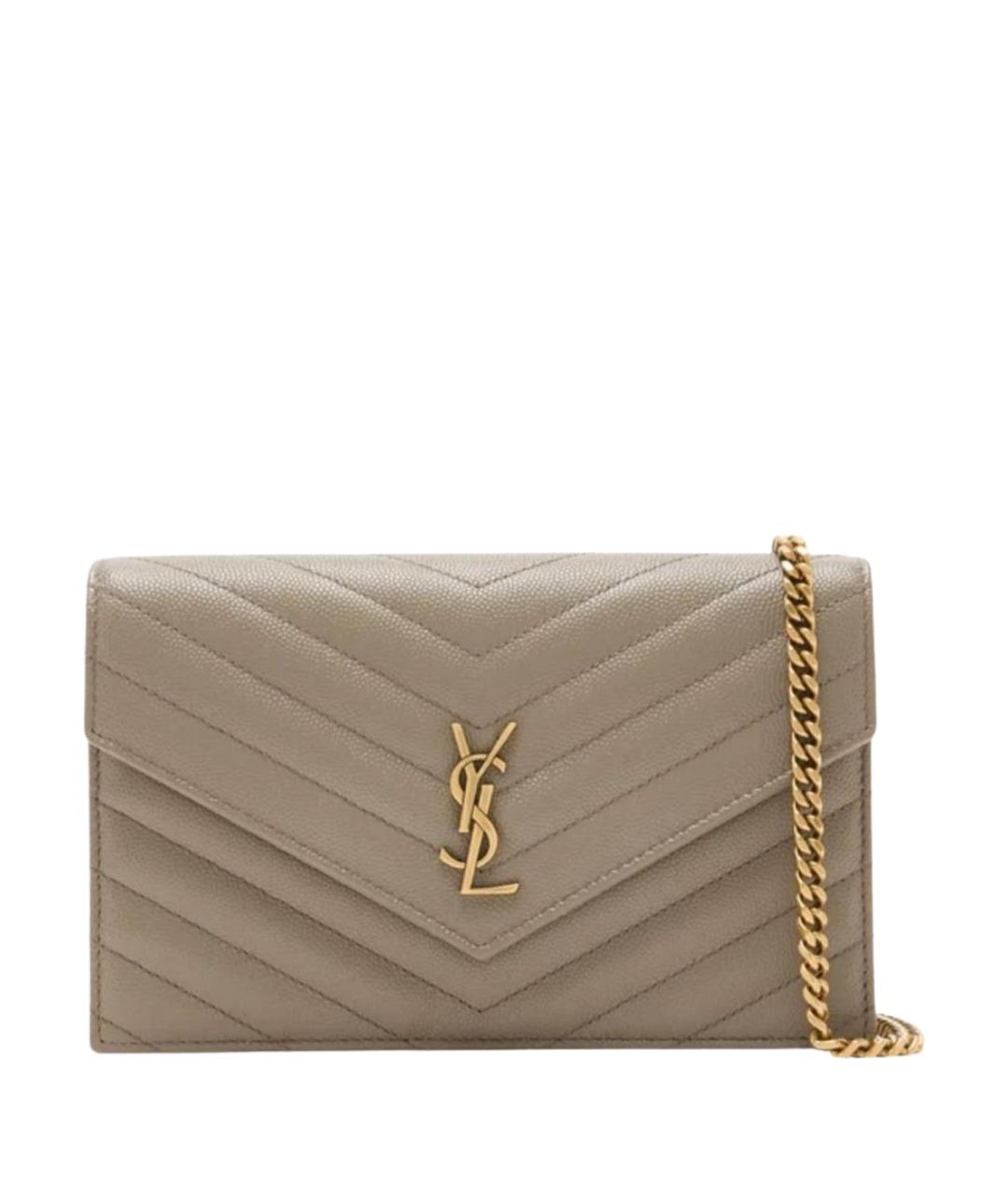 SAINT LAURENT Бежевая кожаная сумка через плечо, фото 1