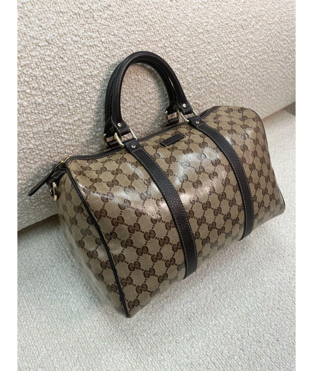 GUCCI Коричневая сумка с короткими ручками из лакированной кожи, фото 2