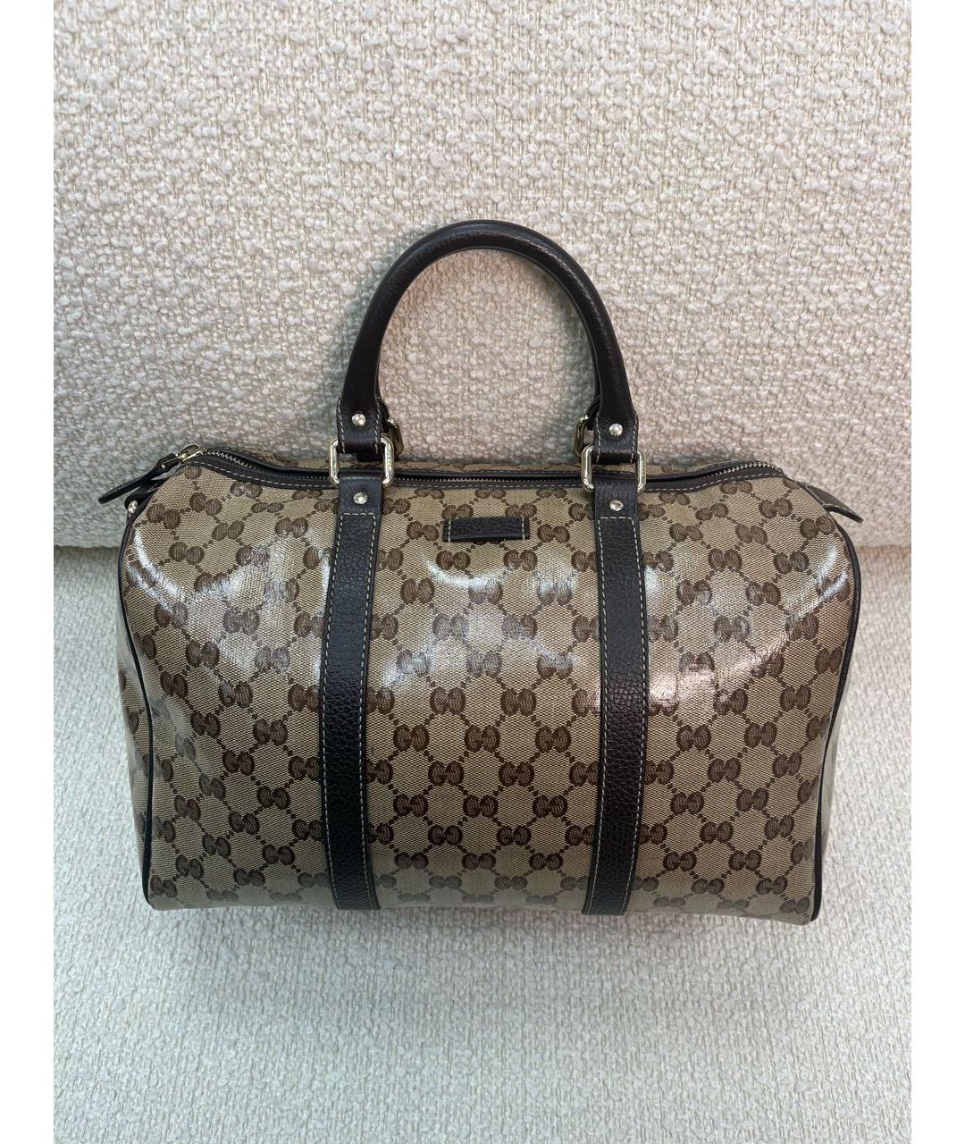 GUCCI Коричневая сумка с короткими ручками из лакированной кожи, фото 9