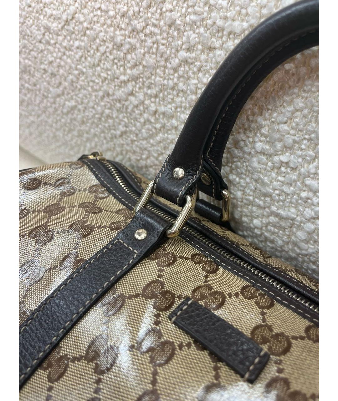 GUCCI Коричневая сумка с короткими ручками из лакированной кожи, фото 8