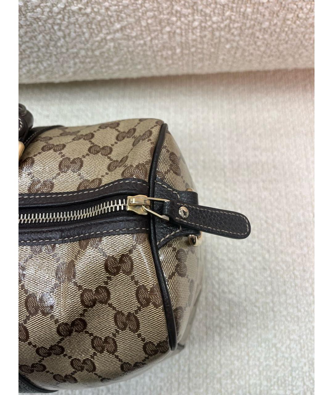 GUCCI Коричневая сумка с короткими ручками из лакированной кожи, фото 7