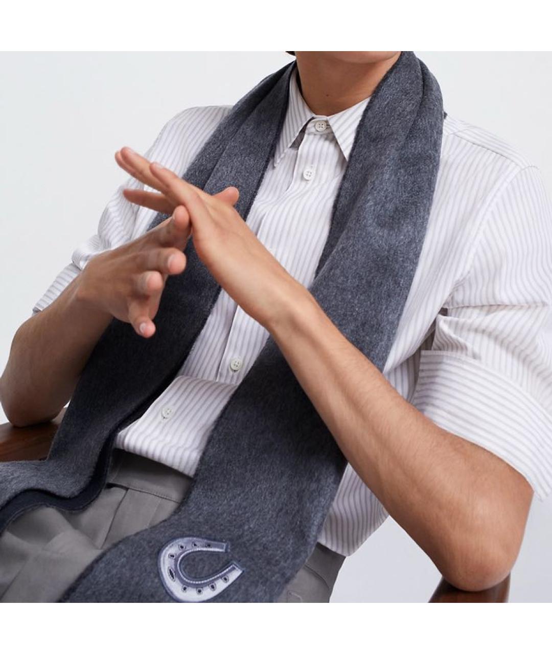 HERMES Антрацитовый шарф, фото 2