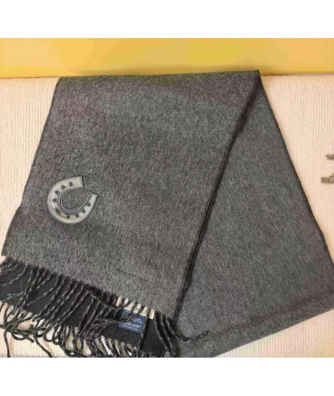 HERMES Антрацитовый шарф, фото 3