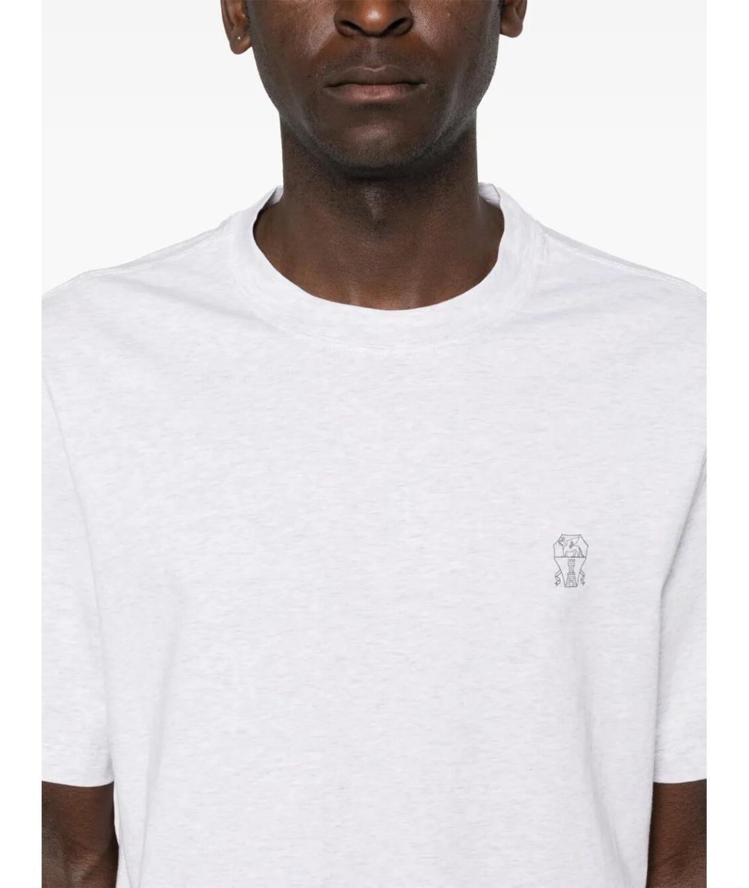 BRUNELLO CUCINELLI Белая хлопковая футболка, фото 5